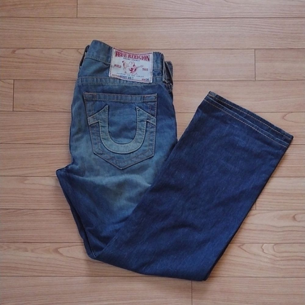 True Religion Blue Bobby Medium Wash Denim Baggy Jeans Size 38